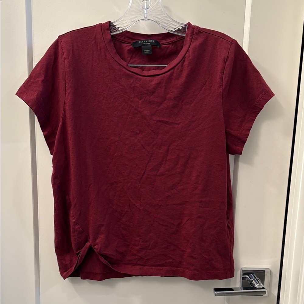 All Saints Women's Red Twist Hem Top